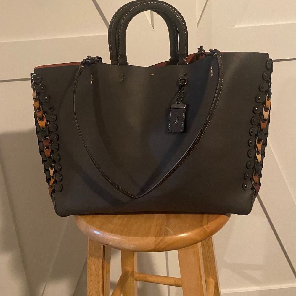 Coach Black Tote with Tan Accents